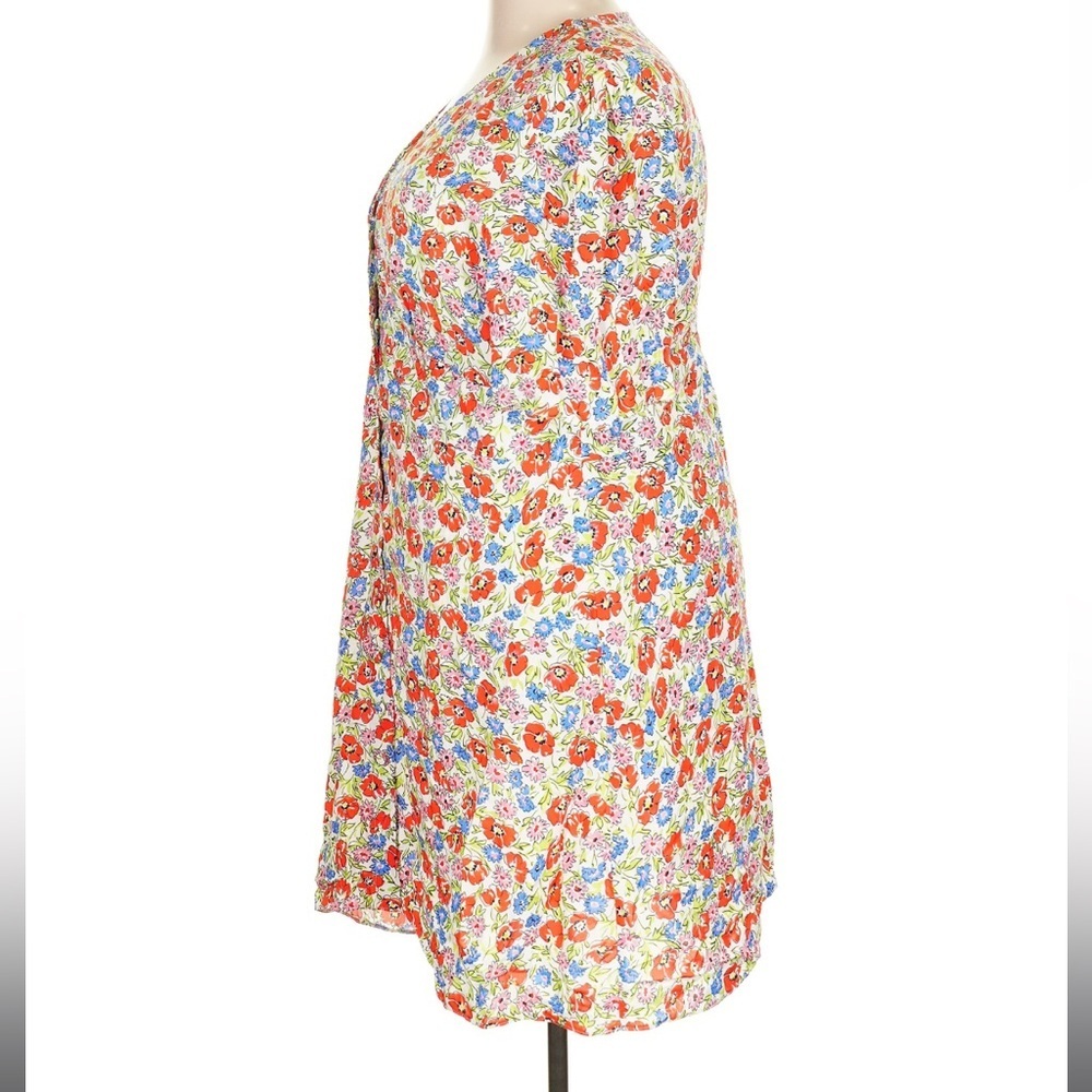 Nobody’s Child Alexa Floral Mini Dress Button Front Red Blue Size 20 - Picture 6 of 8
